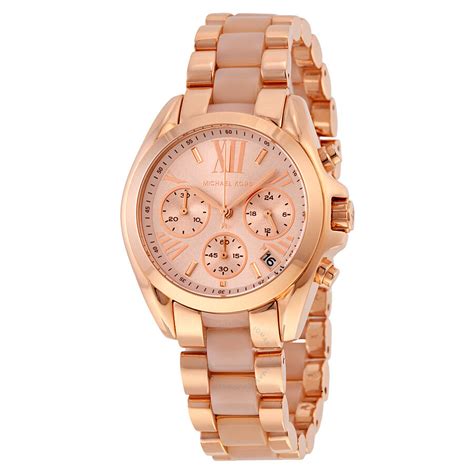 michael michael kors women's rose gold-tone chronograph watch|rose gold mk watch cheap.